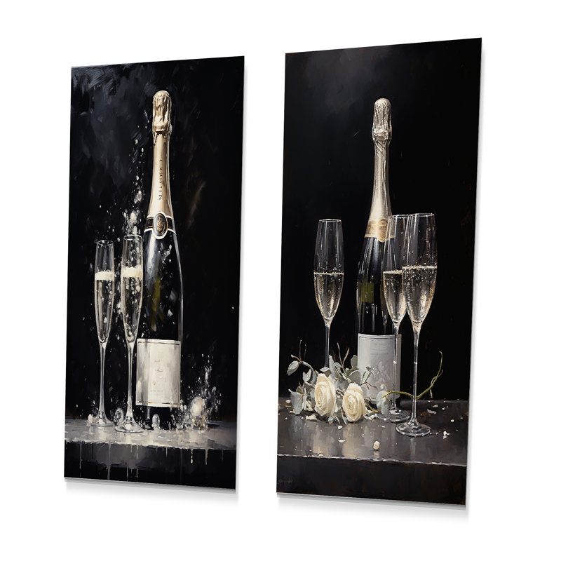 Ensemble d'art mural Cuves Sparkling Champagne, H 32 po x l 32 po