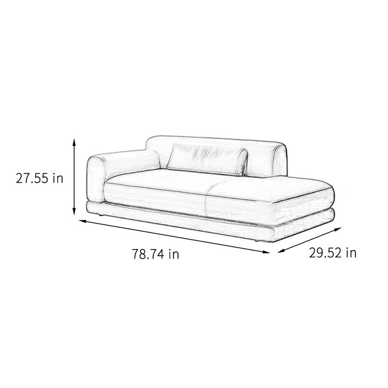 Chaise longue moderne, confortable et simple, Café, Orienté à gauche (vu de face)