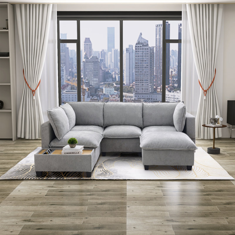 Modular Sofa U Shaped Sectional Couch with Side Table