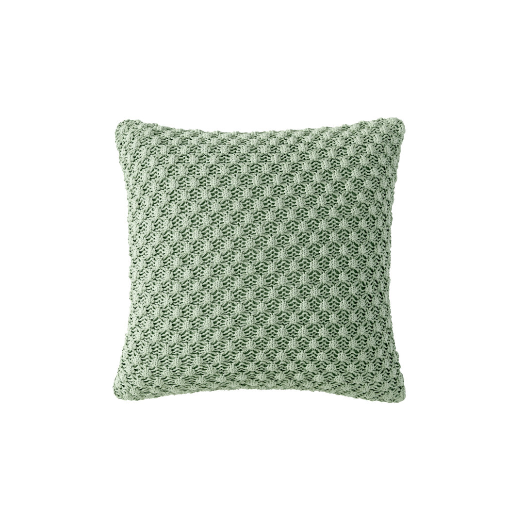 Block Print Gauze Crochet Knit 20in X 20in Decorative Pillow Sage Peri Home