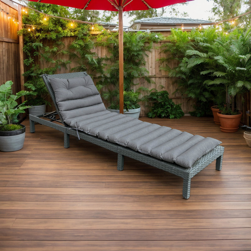 Outdoor Lounge Chair Cushion 2PCS Set Replacement Patio Funiture Seat Cushion Chaise Lounge Cushion, Gray
