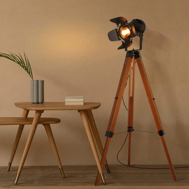 Egremt 55'' Modern Industrial Cinema Adjustable Tripod Floor Lamp For Bedroom