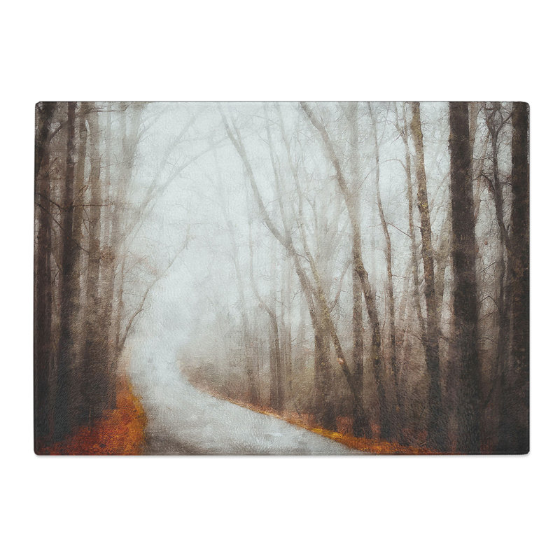 Tempered Glass Woodland Road Painting Chopping Board, 28.5 cm x 39 cm