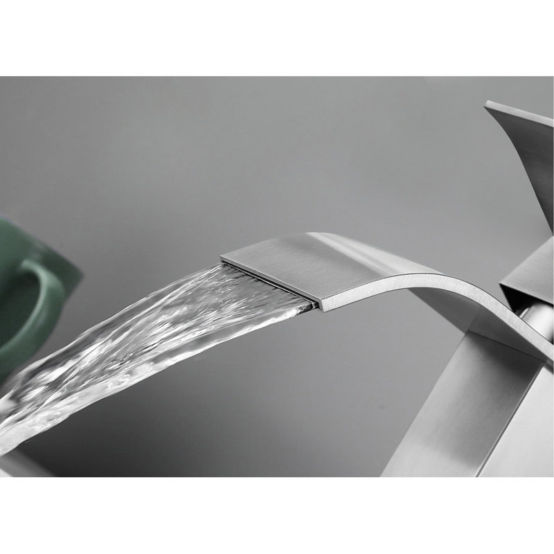 Robinet pour salle de bain à bec simple en nickel brossé - Acier inoxydable