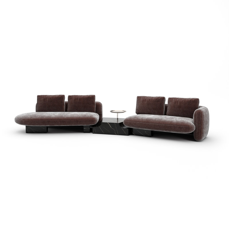 *Overlap Left Bumper Sectional Dk Taupe, Brown Polyester Blend
