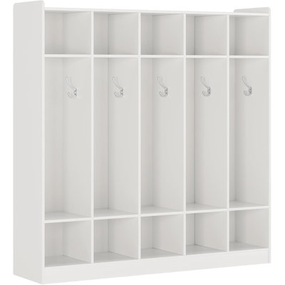 5-Section Classroom Coat Locker with 10 Cubbies, Daycare Cubby Storage Organizer with 10 Hooks