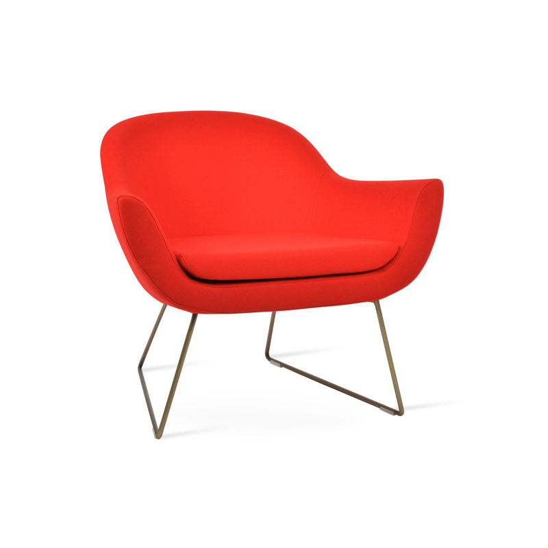 Fauteuil Madison, Laine rouge bonbon pomme, Chrome