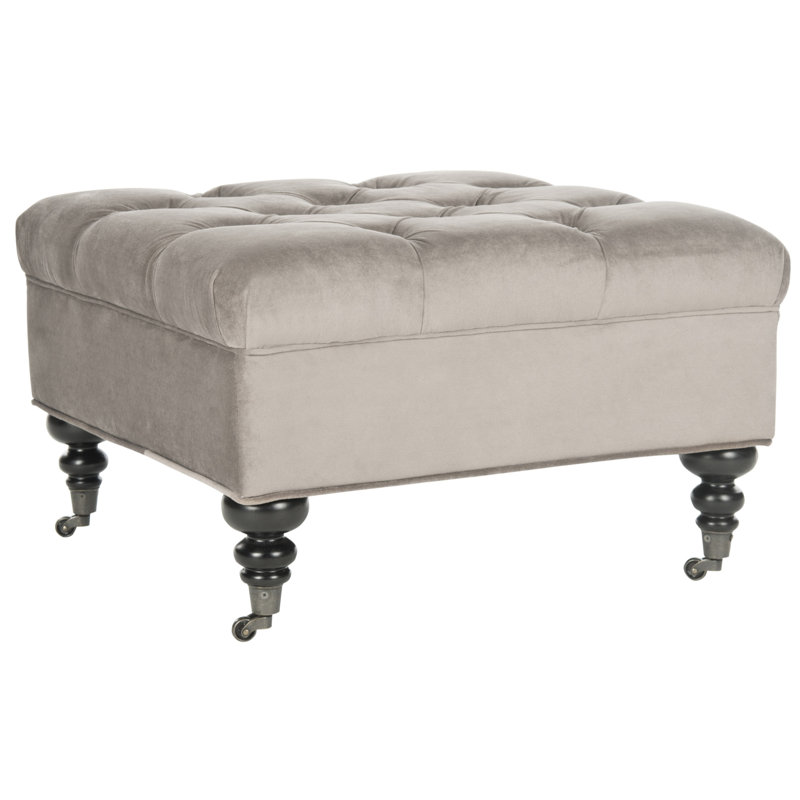 Upholstered Ottoman, Mushroom Taupe Velvet