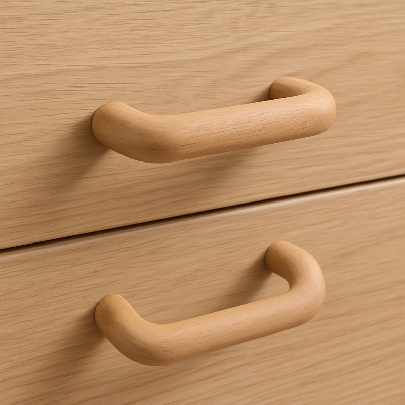 Ensemble de deux poignées de tiroir en forme de C en bois brun