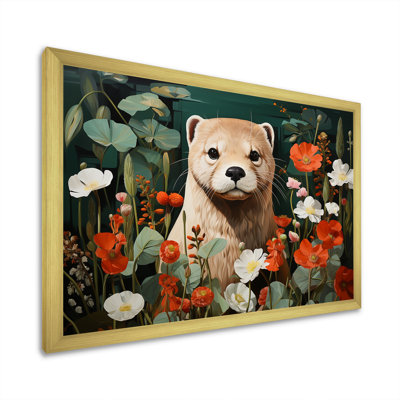 Playful Otter In Tropical Blooms II - Otterwall Art