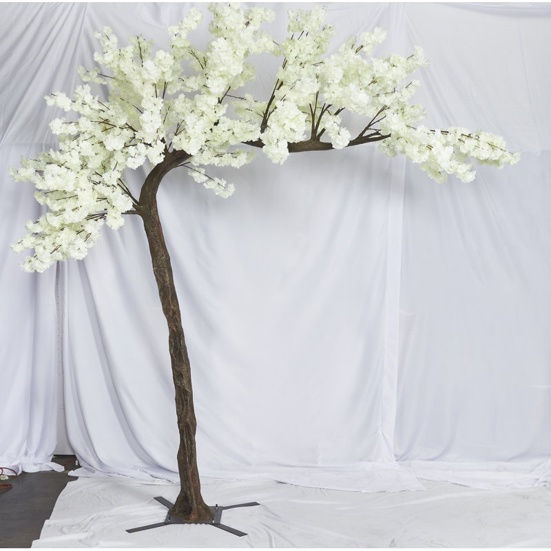 67'' Faux Flowering Tree in Metal Freestanding, White