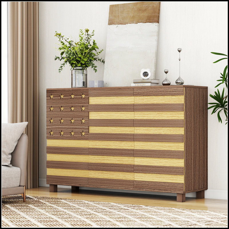 Buffet de 55 pouces sculpté à la main avec 2 tiroirs, 3 portes et tablettes réglables pour un rangement élégant