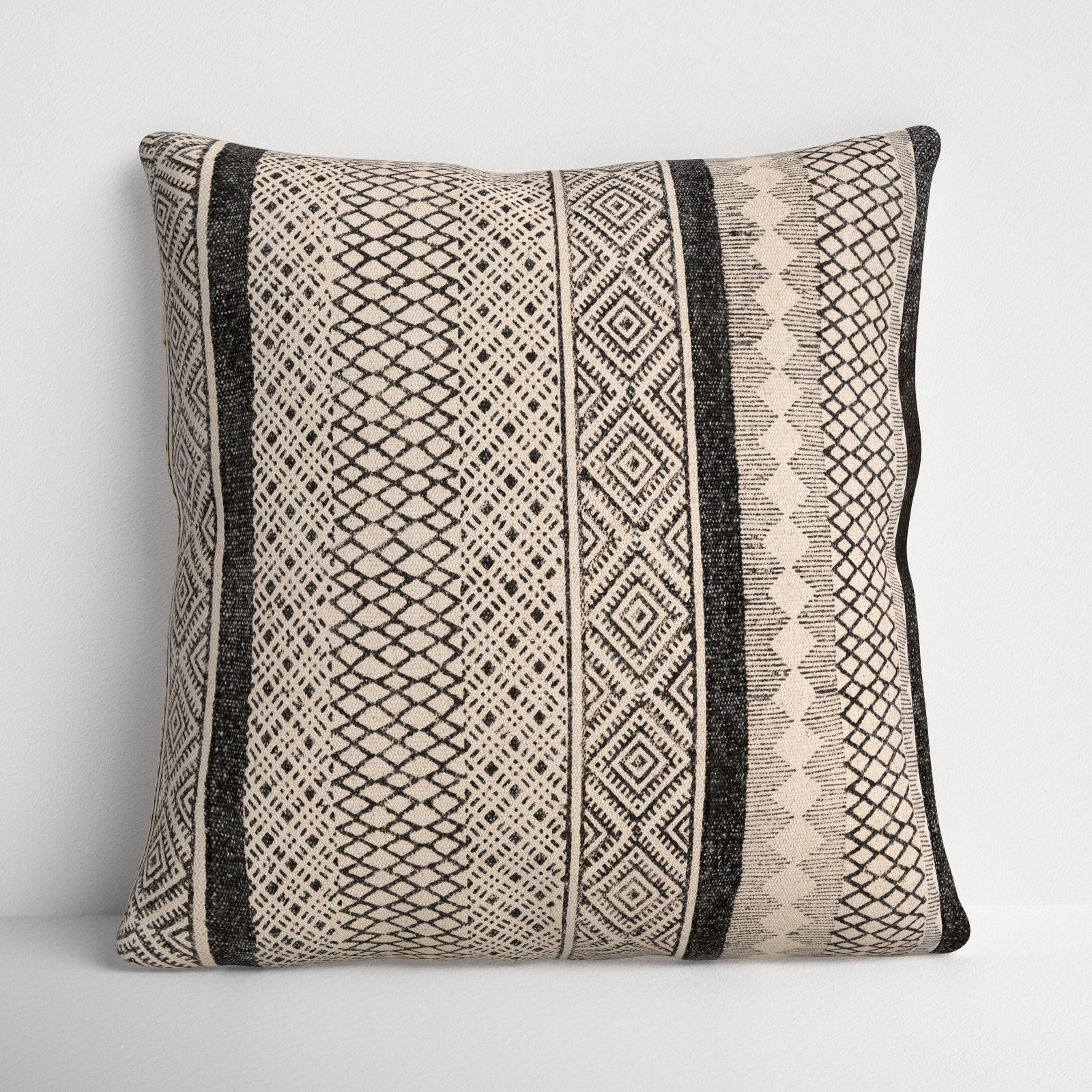 Zetta Geometric Cotton Throw Pillow, 22" x 22", Light Beige/Tan, Polyester/Polyfill