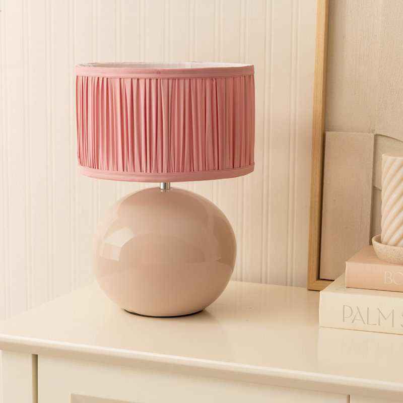 Daeqwon Ceramic Globe Lamp, Yes, Pink, Cream