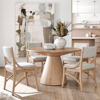 Tahoe Modern Neoclassical Upholstered Dining Chair with Curved Back and Solid Rubber Wood Frame for Kitchen, Dining Room & Cafe