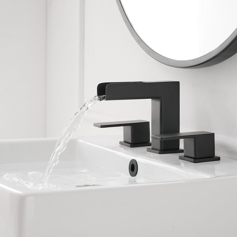 2-handle Bathroom Faucet with Drain Assembly, Matte Black