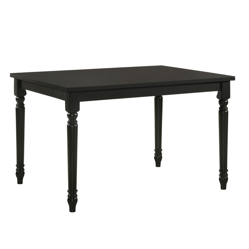 Table de salle à manger élégante noire de 30 pouces avec durabilité en bois massif, Noir