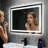 Lighted Bluetooth Speaker Mirror, Tempered Glass Bathroom Mirror With Anti-Fog, Dimmable 3-Color Front & Backlit Led Lights, Smart Touch & Memory For Wall Vanity-1283930775