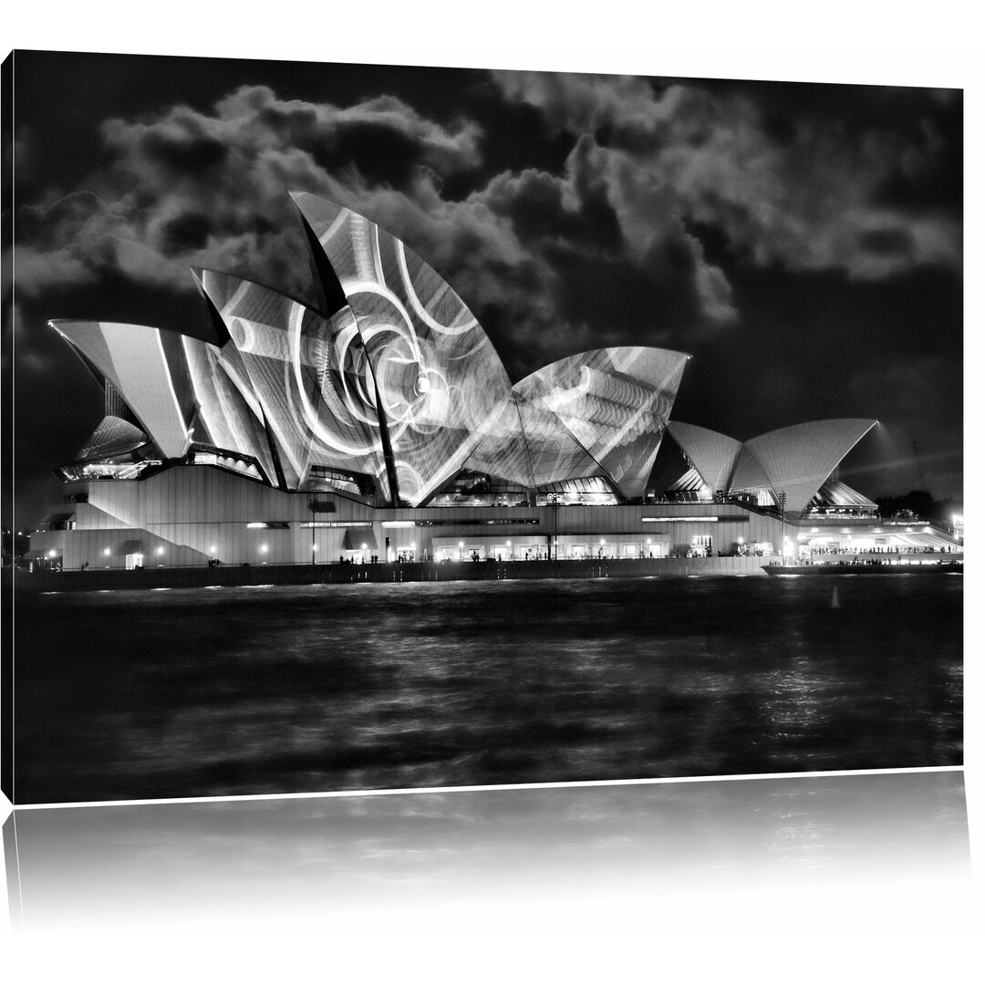 Leinwandbild Sydney OperaÂ House Lichter in Monochrom