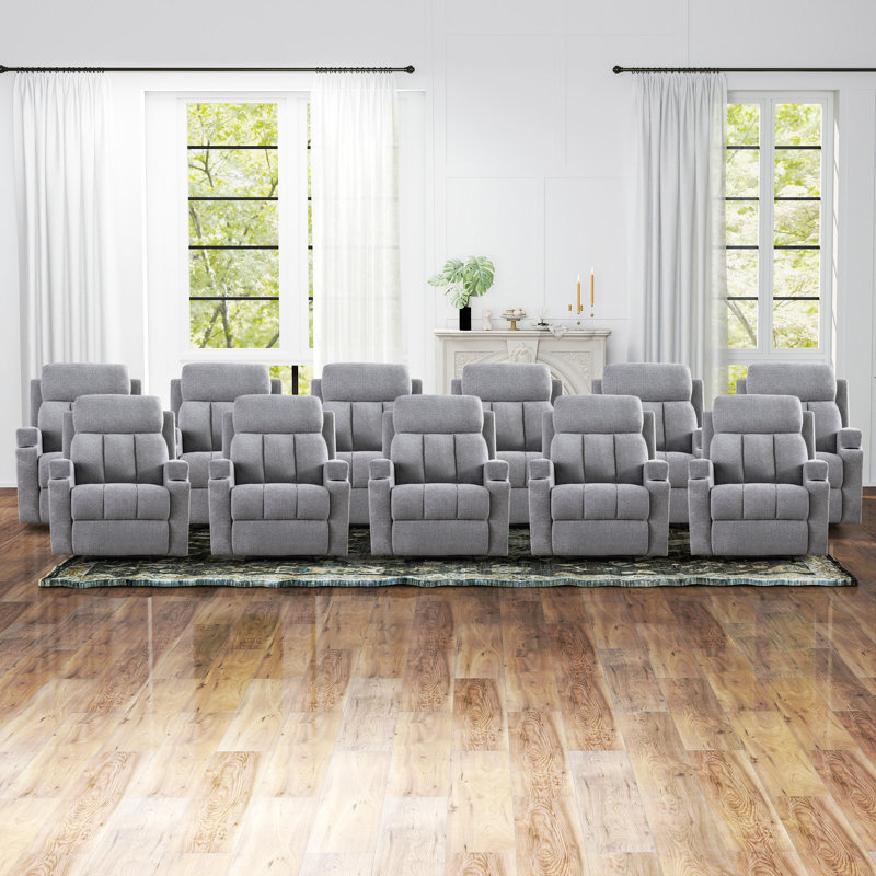 Dartee 33.07"W Manual Massage Recliner Chair With Heating Function & Dual Cup Holders - Soft Microfiber Home Theater Seating