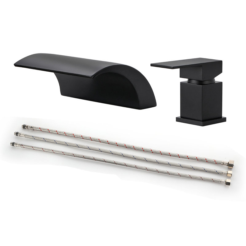 Waterfall Single-Handle Bathroom Faucet Set, Matte Black
