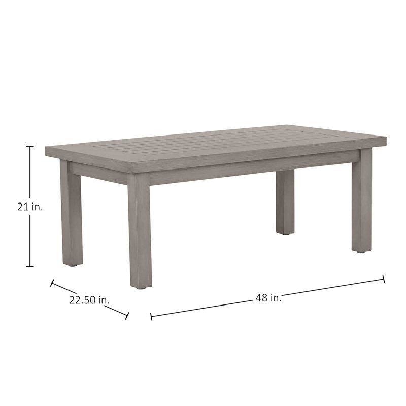 Club Aluminum Outdoor Coffee Table, Oyster