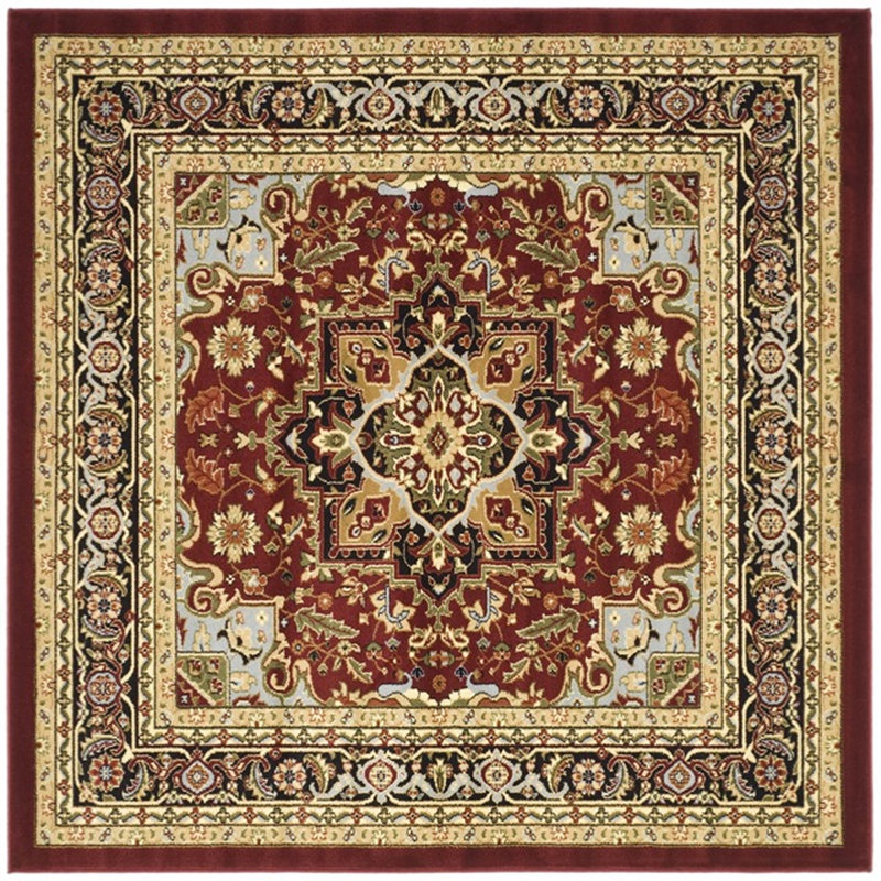 Tapis oriental ivoire / rouge Klose, Carré 5 pi 3 po, Red