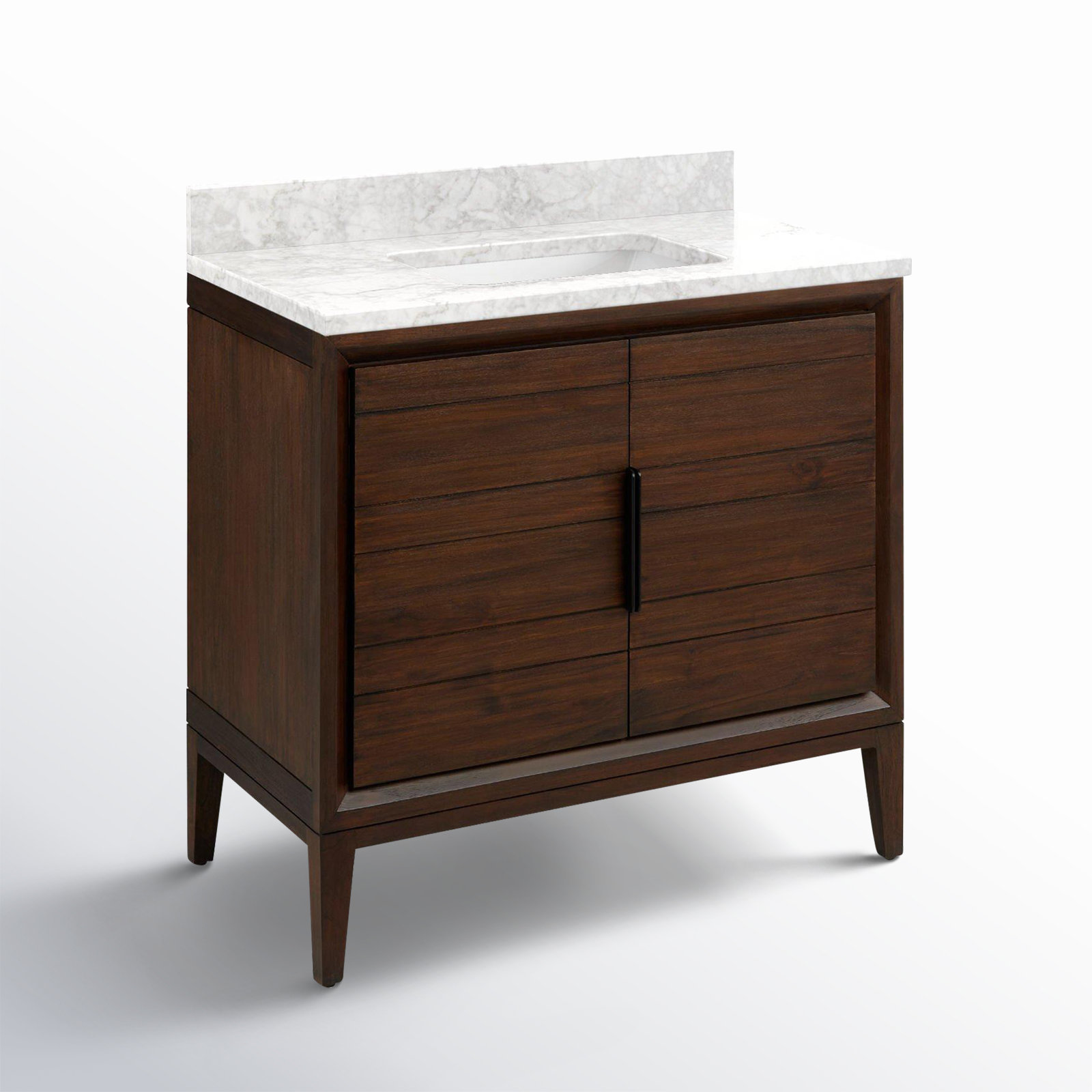 Aliso 36" Single Bathroom Vanity, No Faucet Hole, Carrara Marble, Java