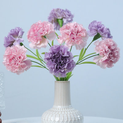 Carnations Artificial Flowers 6pcs Real Touch Carnation Flowers Silk Flowers with Stems for Wedding Bouquets for Bridal Home Table Centerpieces Floral Arrangements