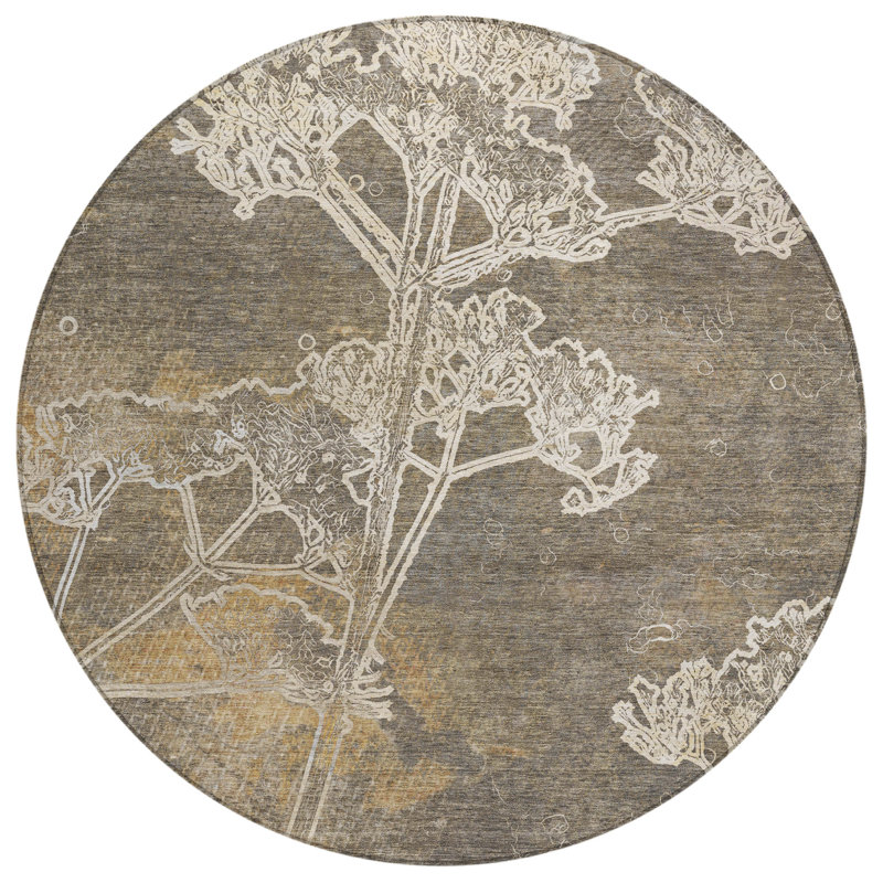 Tapis floral intérieur / extérieur lavable à la machine Leavittsburg ACN2239, Rond 8 pi