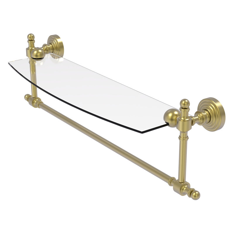 Retro Wave Bracket Shelf with Towel Bar, 22", Satin Brass