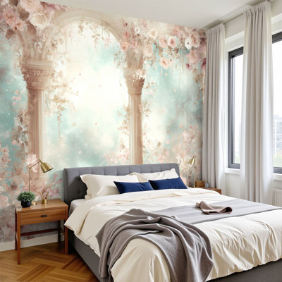 Papiers peints et adhésifs Boho, papier peint floral pastel doux au printemps, papier peint amovible en PVC, H 100 po x l 144 po, pour chambre à coucher, salon, chambre de bébé