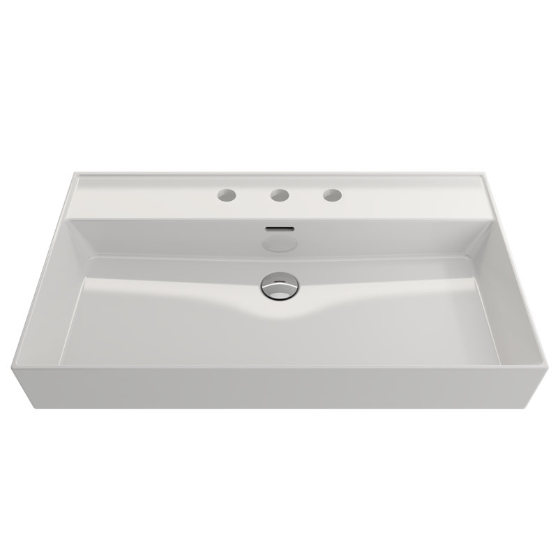 Milano 31.69'' L Bathroom Sink, White, Single-Hole