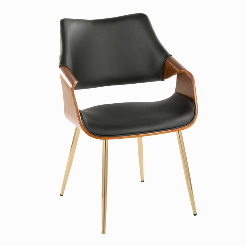 Chaises de salle à manger contemporaines avec similicuir rembourré et pieds en métal - ensemble de 2