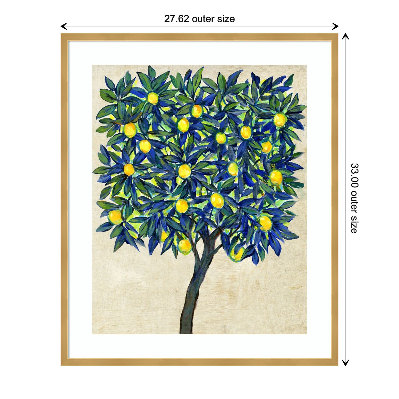 Lemon Tree Composition II by Tim Otoole, 33.17" H x 27.8" W x 0.88" D, Gold