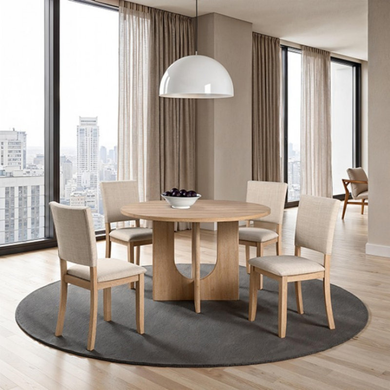 Ensemble de table de salle à manger 5 pièces Belsay, Brun, Beige, Naturel