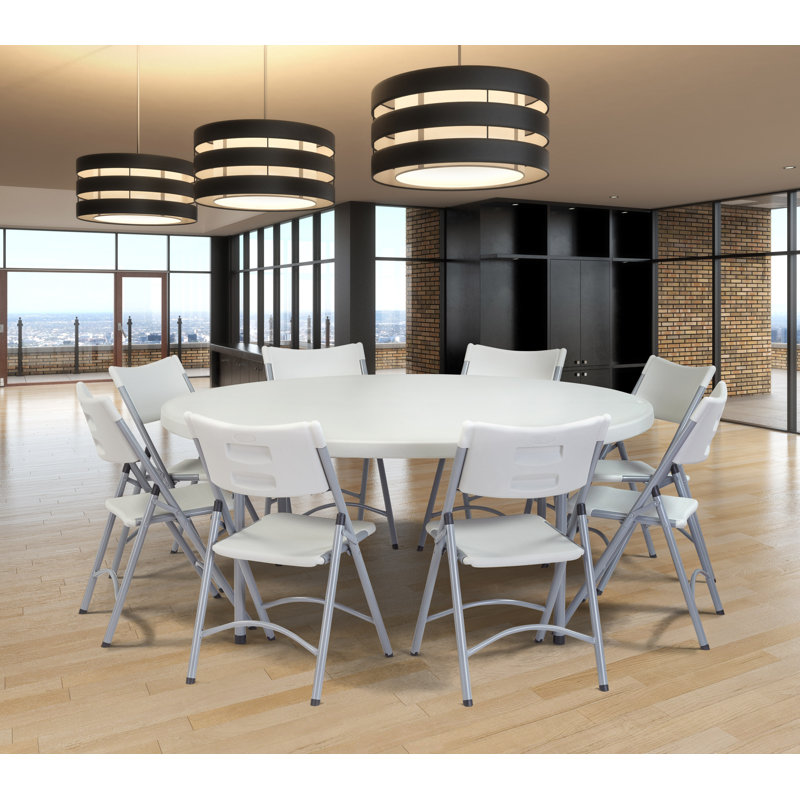 71'' Round Light Gray Polypropylene Folding Table