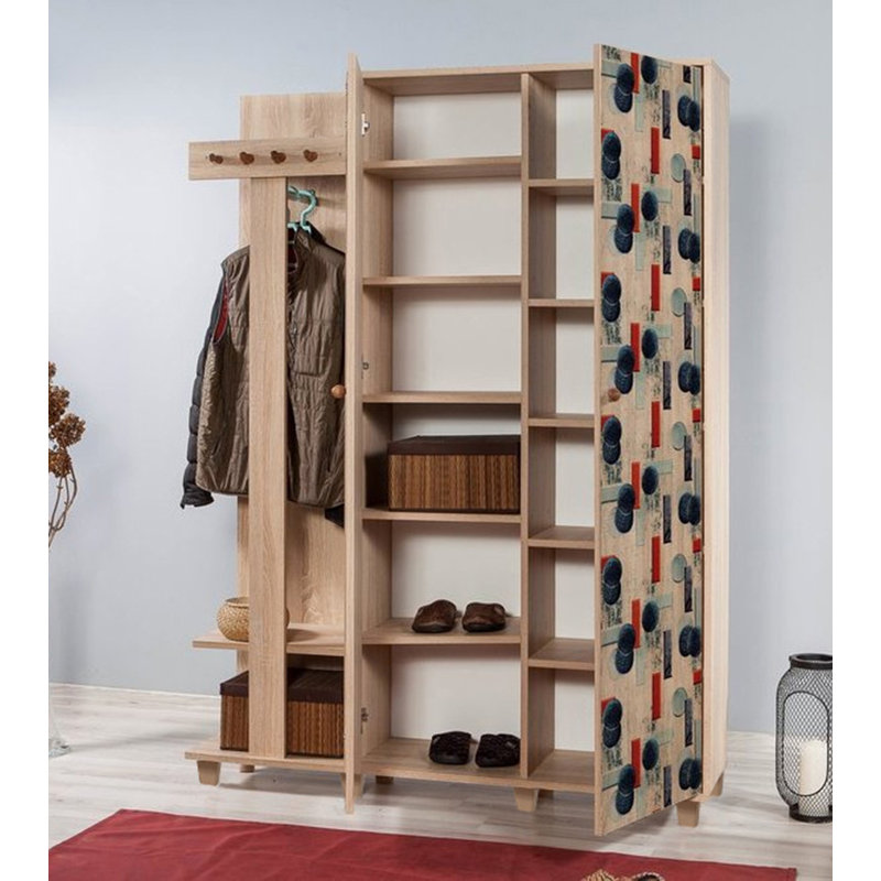 Portemanteau avec rangement pour chaussures Newark, Bleu/beige