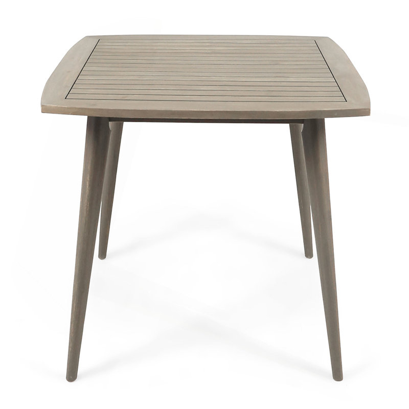 Outdoor Square Acacia Wood Table With Straight Legs, Gray, Gray