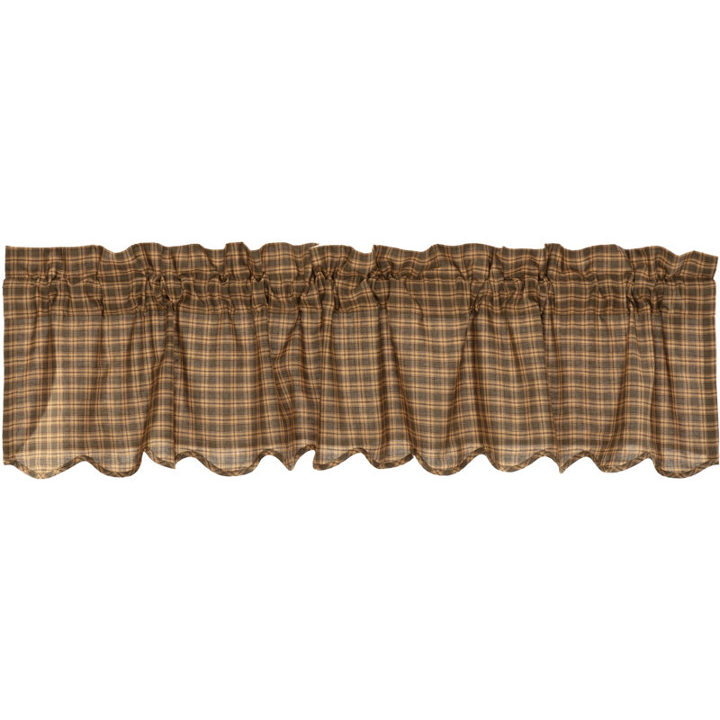 Banhart Cotton Plaid Scalloped Window Valance, 72" W x 16" L