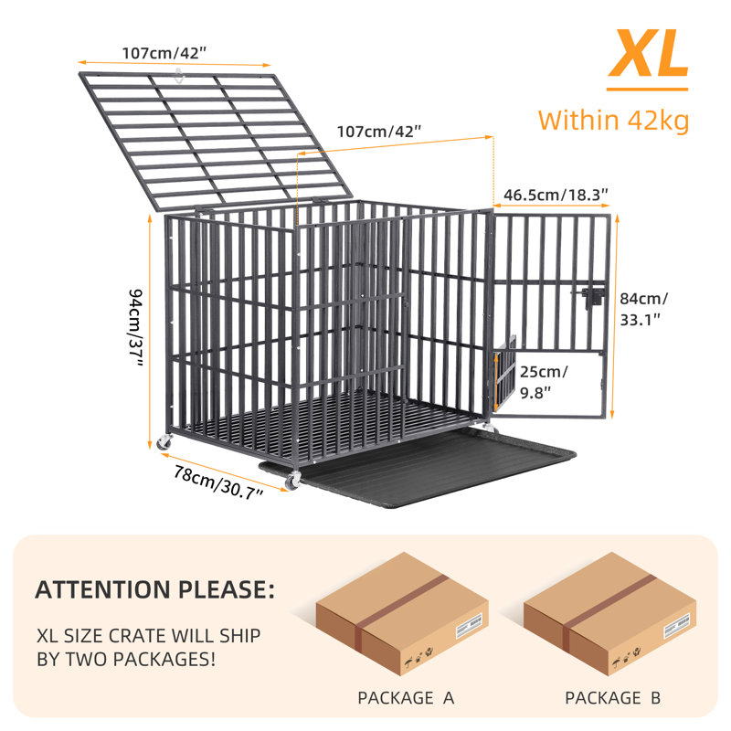 Cillian Pet Cage Crate, 94cm H x 107cm W x 78cm D