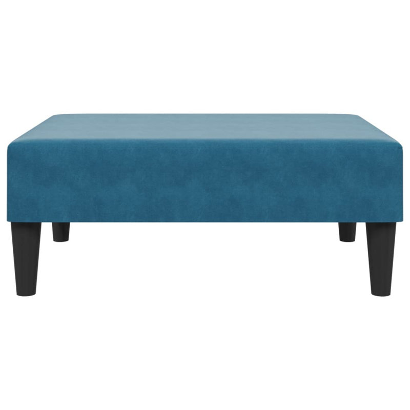 Aengus Upholstered Ottoman, Blue Velvet, Black