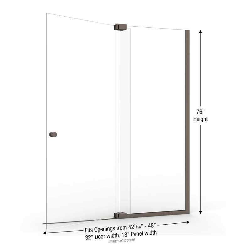 Porte de douche sans cadre H 48 po x l 48 po Cantour, Bronze frotté à l'huile, AquaGlideXP transparent