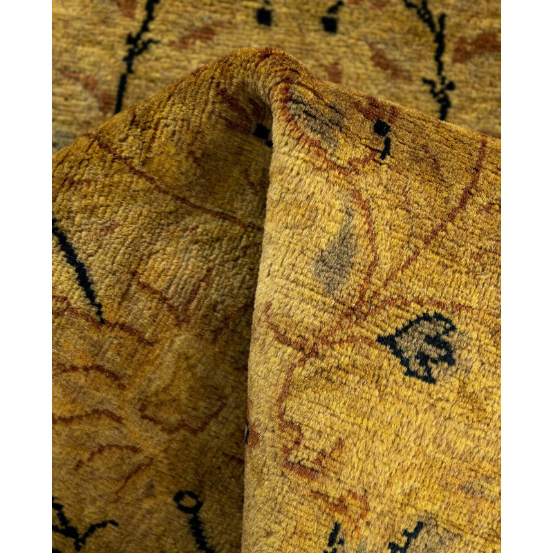 Overdyed Hand-Knotted Wool Modern-Contemporary Yellow Area Rug 2' 7" x 4' 3"