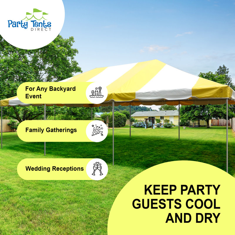 Yellow and White Galvanized Steel Frame Party Tent 20 ft x 30 ft