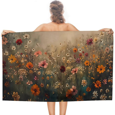 Vintage Dreamy Flower Daisy Beach Towel L W,Lightweight Sand Free Towels for Men Women,Pool Sea Spa Hotel Home Decor, 36 x 72 in