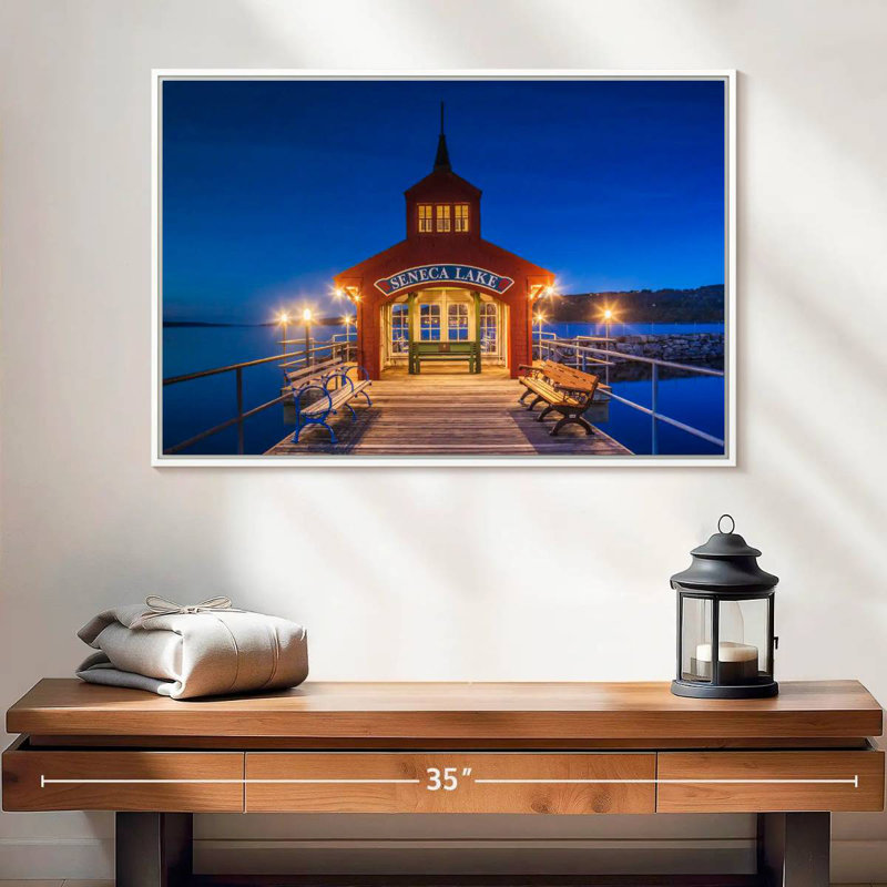 Seneca Lake Pier, Floating Frame White, 25" X 17"