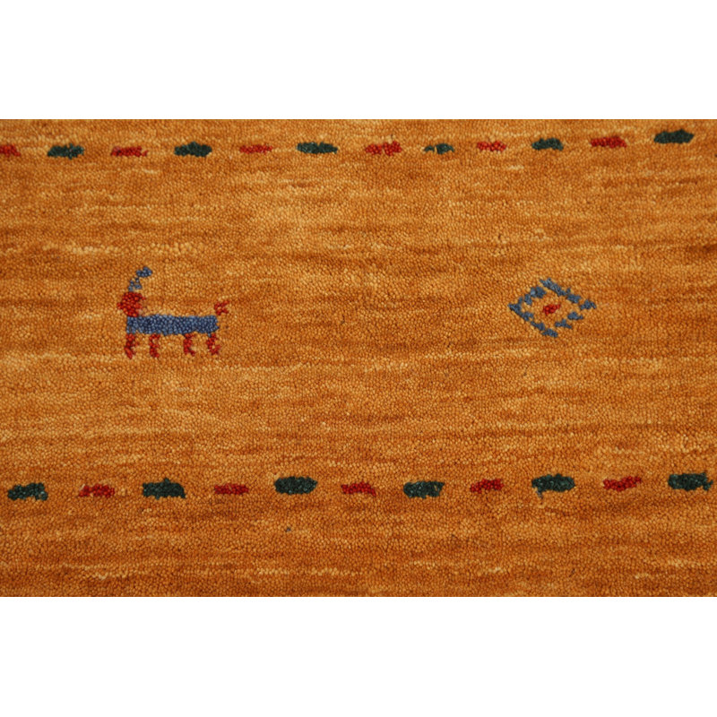 Tapis tribal jaune rouille Gabbeh
