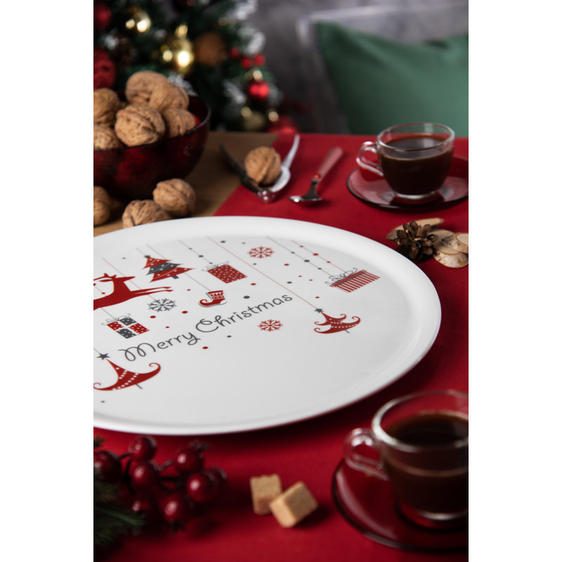 Set Of 6 Merry Christmas Dessert Plate