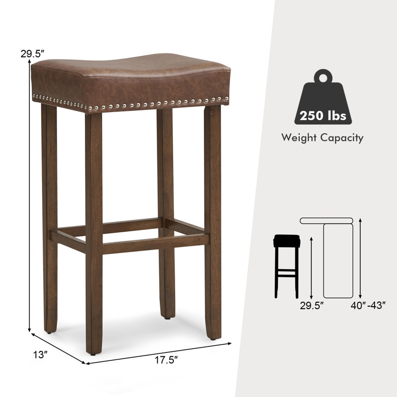 Javeon Upholstered Counter Stool with Solid Wood Frame, Brown, Bar Stool (29.5" Seat Height)